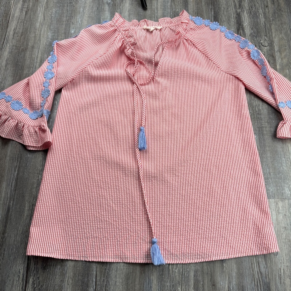 Mazik Boutique Women's Small Top Relaxed Pink Striped